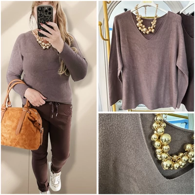 Anett cappucínó színű pulóver