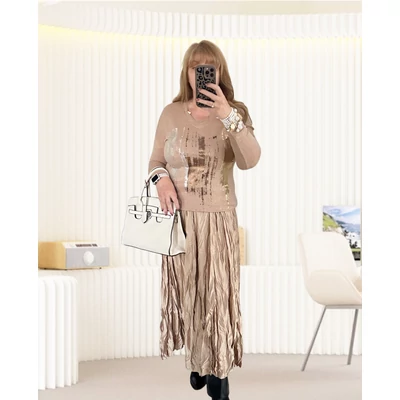 Lara pulóver bézs színben