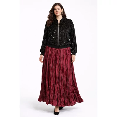 Fekete flitteres bomber jellegű felső