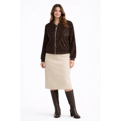 Csokibarna flitteres bomber jellegű felső