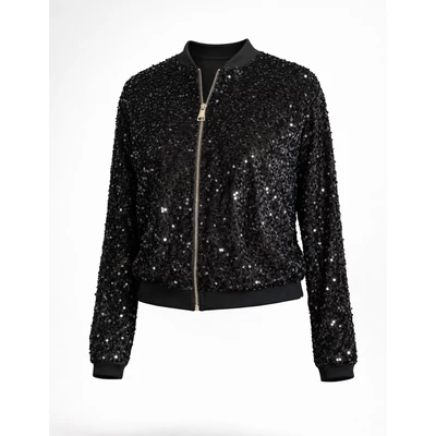 Fekete flitteres bomber jellegű felső