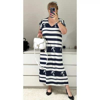 Vanessza  maxi ruha kék- fehér