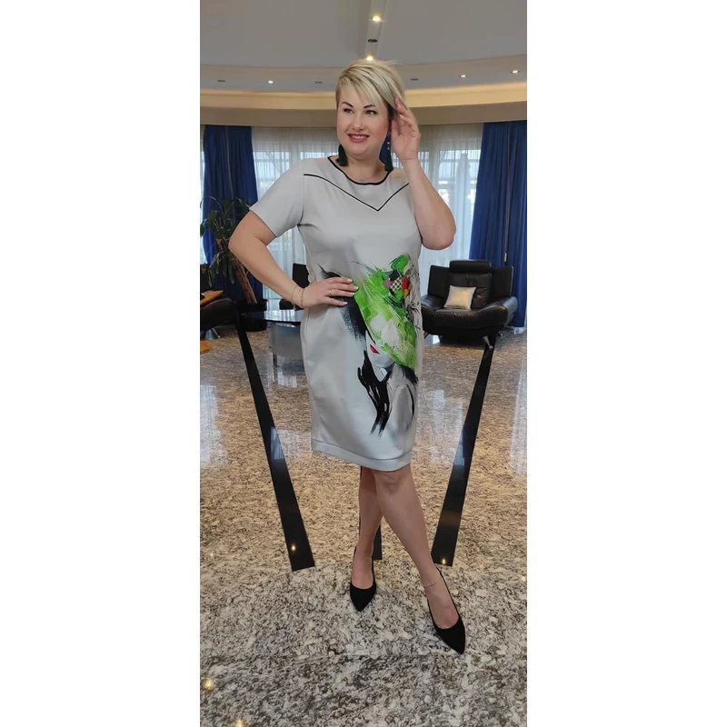 Mara halványszürke tunika- ruha 