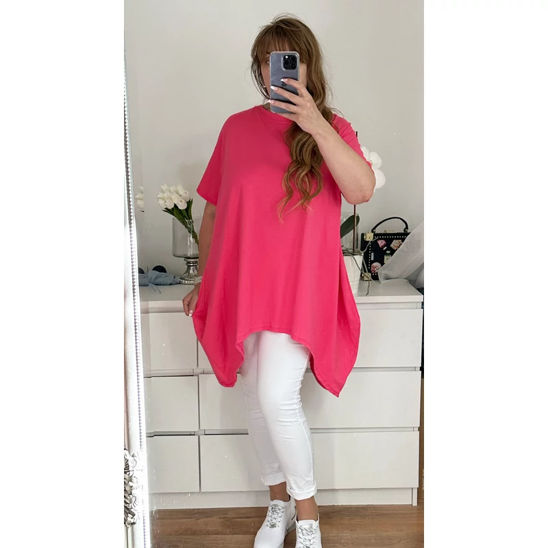 Andi két oldalt hosszított pamut felső, pink