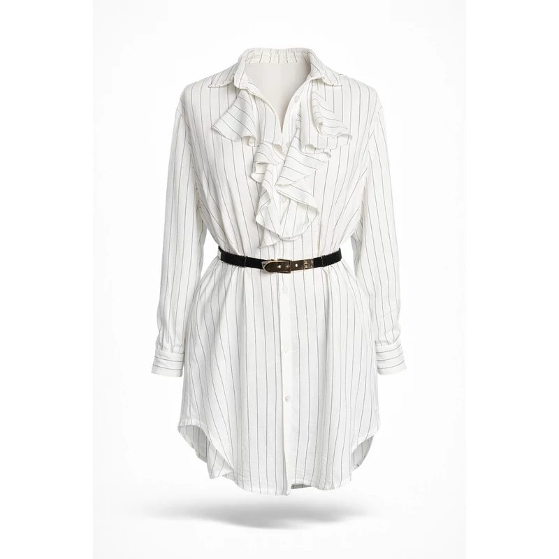 Fehér zsabós női ingblúz 